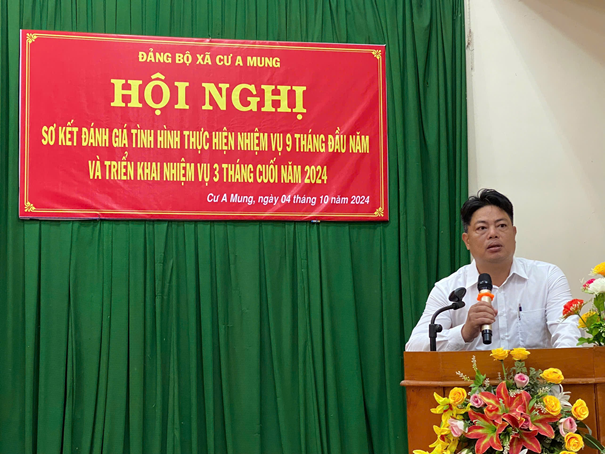 Đảng ủy xã Cư A Mung tổ chức hội nghị sơ kết tình hình thực hiện nhiệm vụ 9 tháng đầu năm 2024
